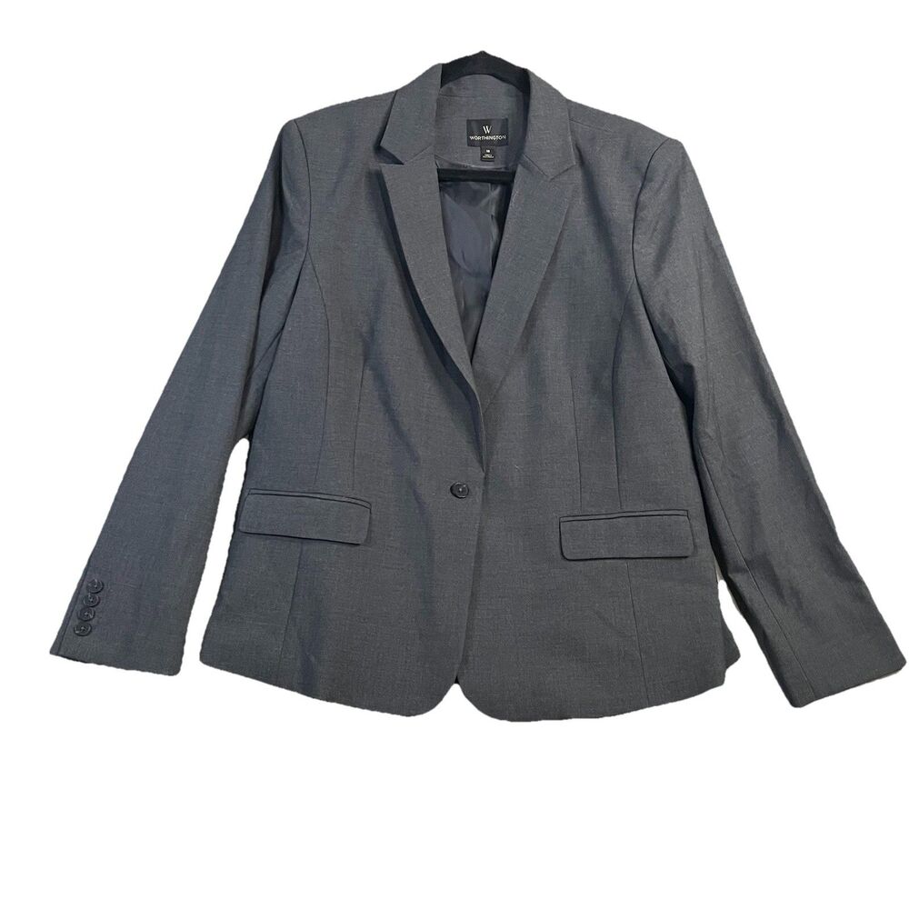 Worthington Gray Blazer Coat Jacket Business Career Womens Size 18 Professional